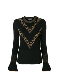 schwarzer bedruckter Pullover mit einem Rundhalsausschnitt von Versace Collection