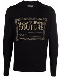 schwarzer bedruckter Pullover mit einem Rundhalsausschnitt von VERSACE JEANS COUTURE