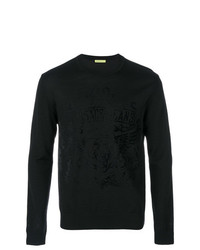 schwarzer bedruckter Pullover mit einem Rundhalsausschnitt von Versace Jeans