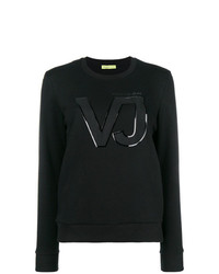 schwarzer bedruckter Pullover mit einem Rundhalsausschnitt von Versace Jeans