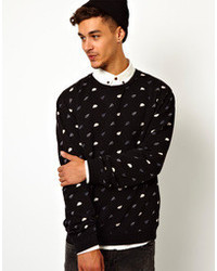 schwarzer bedruckter Pullover mit einem Rundhalsausschnitt von Wesc