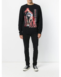 schwarzer bedruckter Pullover mit einem Rundhalsausschnitt von Marcelo Burlon County of Milan