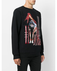 schwarzer bedruckter Pullover mit einem Rundhalsausschnitt von Marcelo Burlon County of Milan