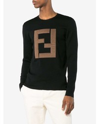 schwarzer bedruckter Pullover mit einem Rundhalsausschnitt von Fendi