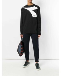 schwarzer bedruckter Pullover mit einem Rundhalsausschnitt von MSGM