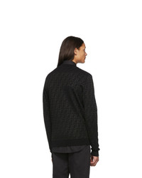 schwarzer bedruckter Pullover mit einem V-Ausschnitt von Fendi
