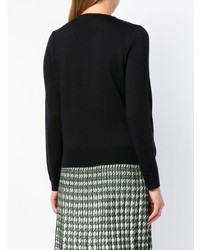 schwarzer bedruckter Pullover mit einem V-Ausschnitt von Boutique Moschino