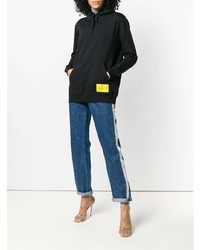schwarzer bedruckter Pullover mit einer Kapuze von Calvin Klein Jeans