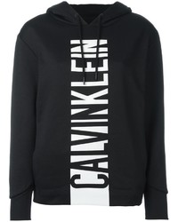 schwarzer bedruckter Pullover mit einer Kapuze von Calvin Klein Jeans