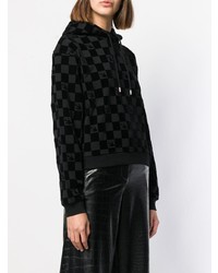 schwarzer bedruckter Pullover mit einer Kapuze von McQ Alexander McQueen