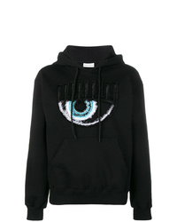 schwarzer bedruckter Pullover mit einer Kapuze von Chiara Ferragni