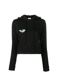 schwarzer bedruckter Pullover mit einer Kapuze von Chiara Ferragni
