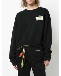 schwarzer bedruckter Pullover mit einer Kapuze von Off-White
