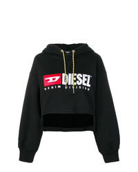 schwarzer bedruckter Pullover mit einer Kapuze von Diesel