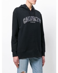 schwarzer bedruckter Pullover mit einer Kapuze von Calvin Klein Jeans