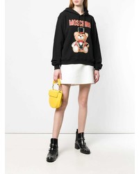 schwarzer bedruckter Pullover mit einer Kapuze von Moschino