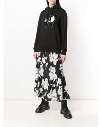 schwarzer bedruckter Pullover mit einer Kapuze von McQ Alexander McQueen