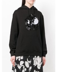 schwarzer bedruckter Pullover mit einer Kapuze von McQ Alexander McQueen