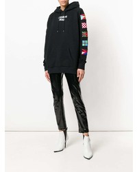 schwarzer bedruckter Pullover mit einer Kapuze von Marcelo Burlon County of Milan