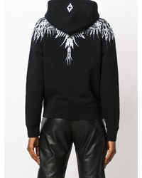 schwarzer bedruckter Pullover mit einer Kapuze von Marcelo Burlon County of Milan