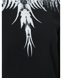 schwarzer bedruckter Pullover mit einer Kapuze von Marcelo Burlon County of Milan