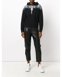 schwarzer bedruckter Pullover mit einer Kapuze von Marcelo Burlon County of Milan