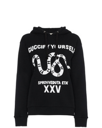schwarzer bedruckter Pullover mit einer Kapuze von Gucci
