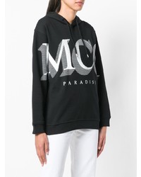 schwarzer bedruckter Pullover mit einer Kapuze von McQ Alexander McQueen