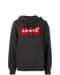 schwarzer bedruckter Pullover mit einer Kapuze von Levi's