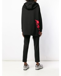 schwarzer bedruckter Pullover mit einer Kapuze von Prada