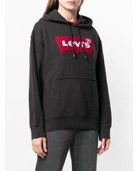 schwarzer bedruckter Pullover mit einer Kapuze von Levi's