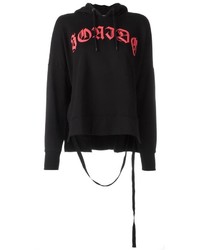 schwarzer bedruckter Pullover mit einer Kapuze von Marcelo Burlon County of Milan