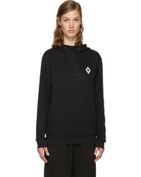 schwarzer bedruckter Pullover mit einer Kapuze von Marcelo Burlon County of Milan