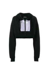 schwarzer bedruckter Pullover mit einer Kapuze von Marcelo Burlon County of Milan