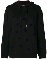schwarzer bedruckter Pullover mit einer Kapuze von MCQ