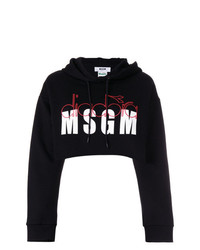 schwarzer bedruckter Pullover mit einer Kapuze von MSGM