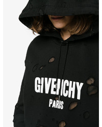 schwarzer bedruckter Pullover mit einer Kapuze von Givenchy