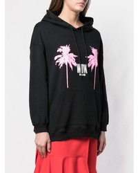 schwarzer bedruckter Pullover mit einer Kapuze von MSGM