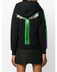 schwarzer bedruckter Pullover mit einer Kapuze von Marcelo Burlon County of Milan