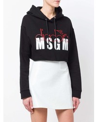 schwarzer bedruckter Pullover mit einer Kapuze von MSGM