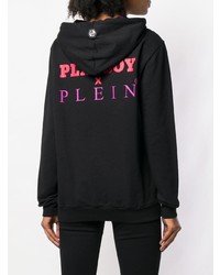 schwarzer bedruckter Pullover mit einer Kapuze von Philipp Plein