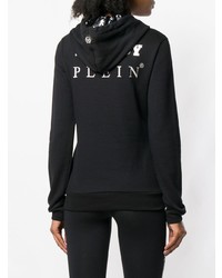 schwarzer bedruckter Pullover mit einer Kapuze von Philipp Plein