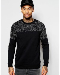 schwarzer bedruckter Pullover von Asos