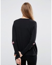 schwarzer bedruckter Pullover von Asos