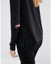 schwarzer bedruckter Pullover von Asos