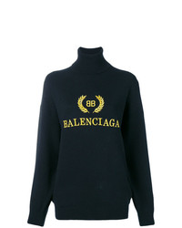 schwarzer bedruckter Rollkragenpullover von Balenciaga