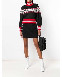 schwarzer bedruckter Rollkragenpullover von MSGM