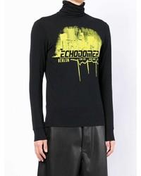 schwarzer bedruckter Rollkragenpullover von Raf Simons