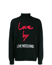 schwarzer bedruckter Rollkragenpullover von Love Moschino