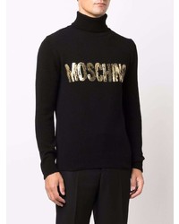 schwarzer bedruckter Rollkragenpullover von Moschino
